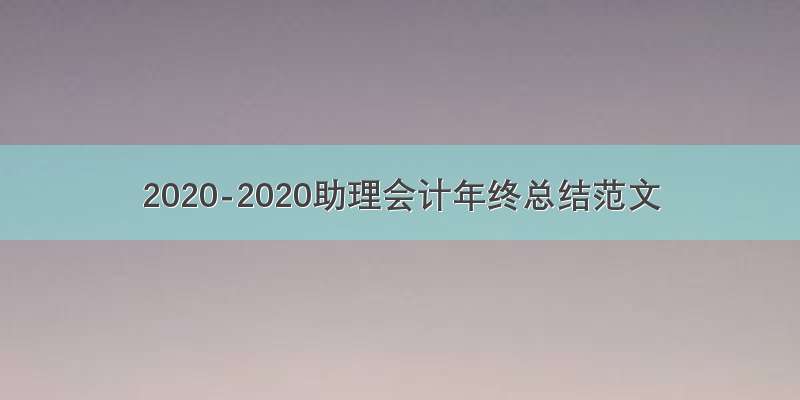 2020-2020助理会计年终总结范文