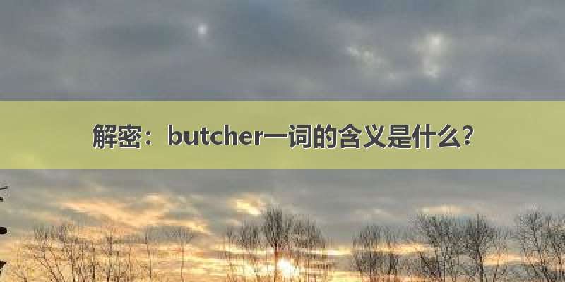 解密：butcher一词的含义是什么？