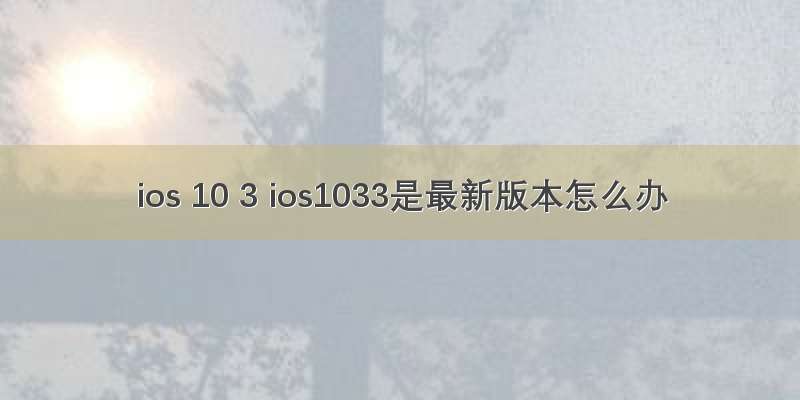 ios 10 3 ios1033是最新版本怎么办