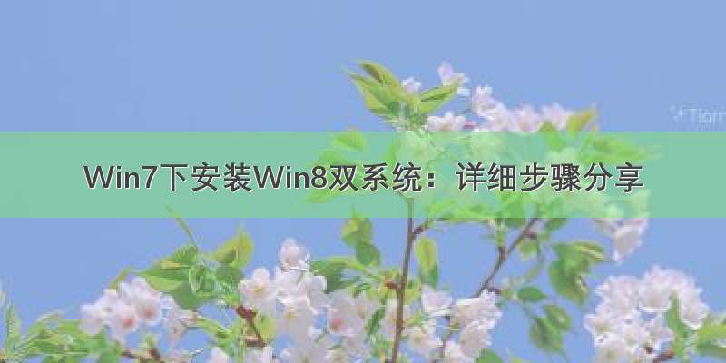 Win7下安装Win8双系统：详细步骤分享