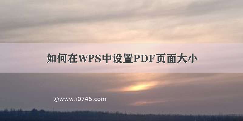 如何在WPS中设置PDF页面大小